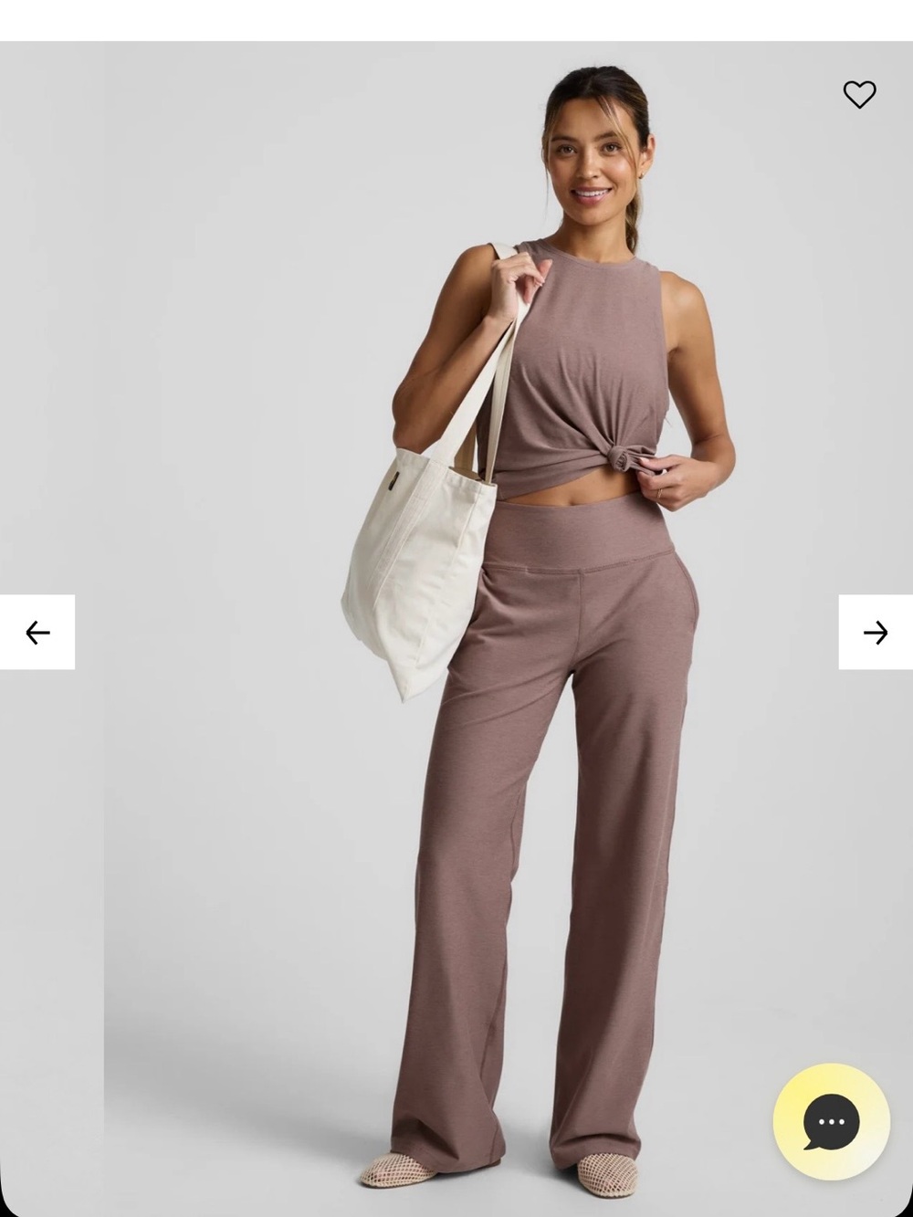 Beyond Yoga Spacedye Laid Back Wide Leg Pants in Rosey Taupe Heather Small Short